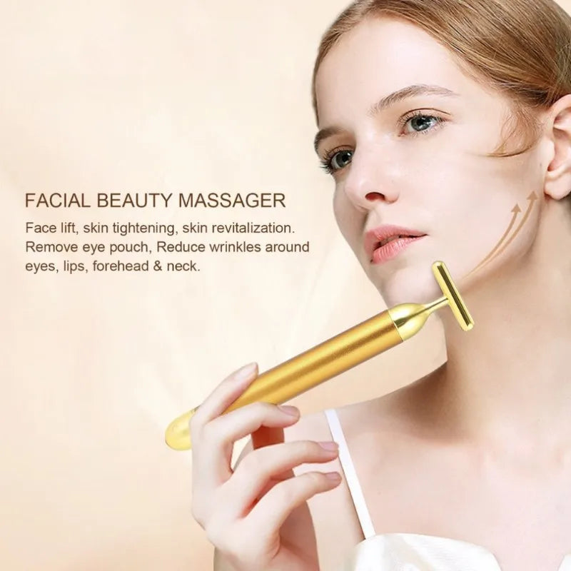 Dispositivo de massagem elétrica Vibração Massageador facial Taste Face Magic Stick Anti Olho Olho